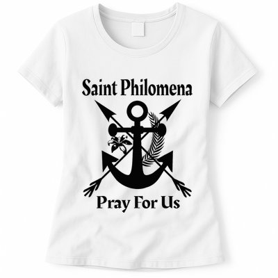 Saint Philomena Catholic St Anchor Image Lily Arrows Womens T-Shirt