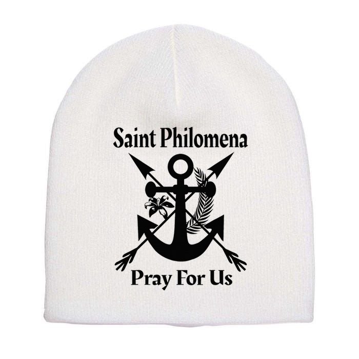 Saint Philomena Catholic St Anchor Image Lily Arrows Short Acrylic Beanie