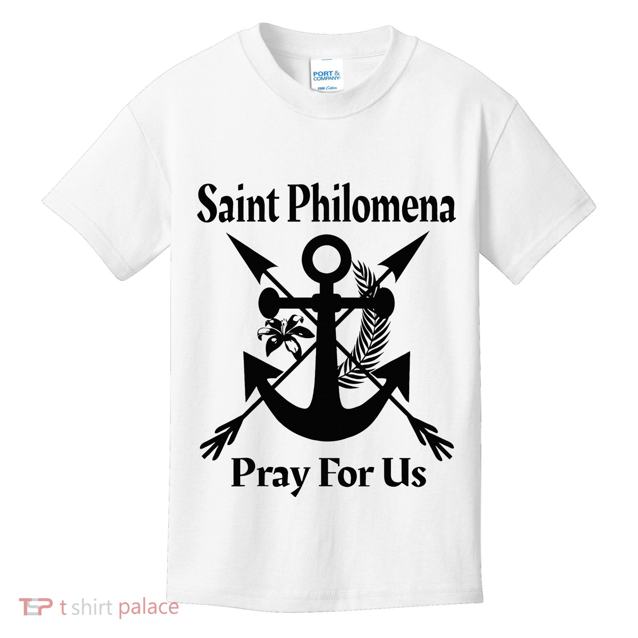 Saint Philomena Catholic St Anchor Image Lily Arrows Kids T-Shirt