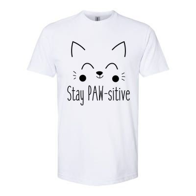 Stay Pawsitive Cute Cat Kitten Gift Softstyle® CVC T-Shirt