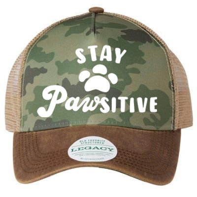 Stay Pawsitive Cute Dog Quote Legacy Tie Dye Trucker Hat