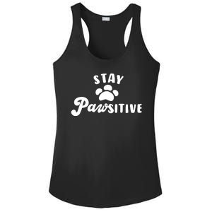 Stay Pawsitive Cute Dog Quote Ladies PosiCharge Competitor Racerback Tank