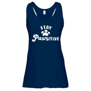 Stay Pawsitive Cute Dog Quote Ladies Essential Flowy Tank