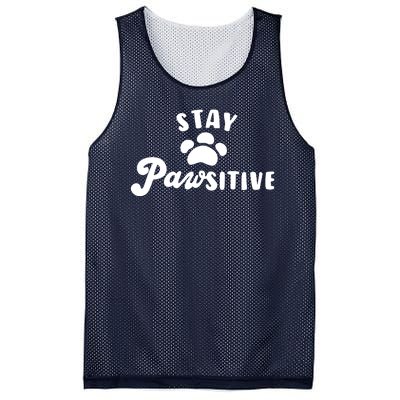 Stay Pawsitive Cute Dog Quote Mesh Reversible Basketball Jersey Tank