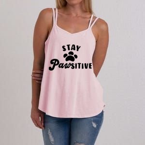 Stay Pawsitive Cute Dog Quote Women's Strappy Tank