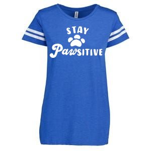 Stay Pawsitive Cute Dog Quote Enza Ladies Jersey Football T-Shirt