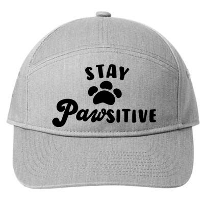 Stay Pawsitive Cute Dog Quote 7-Panel Snapback Hat