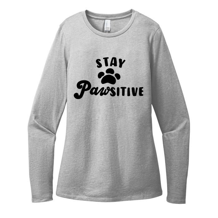 Stay Pawsitive Cute Dog Quote Womens CVC Long Sleeve Shirt