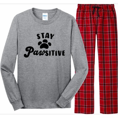 Stay Pawsitive Cute Dog Quote Long Sleeve Pajama Set