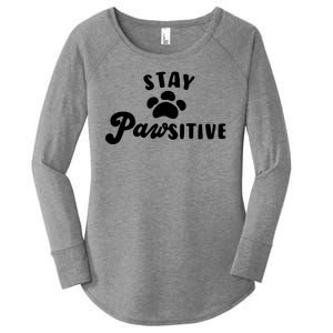 Stay Pawsitive Cute Dog Quote Women's Perfect Tri Tunic Long Sleeve Shirt