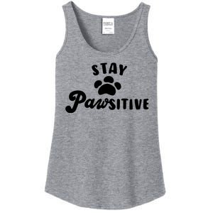 Stay Pawsitive Cute Dog Quote Ladies Essential Tank