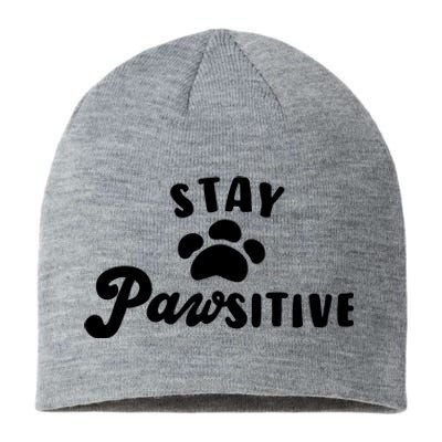 Stay Pawsitive Cute Dog Quote Sustainable Beanie