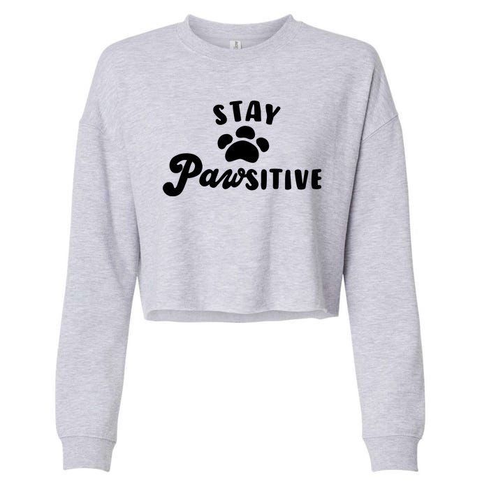 Stay Pawsitive Cute Dog Quote Cropped Pullover Crew