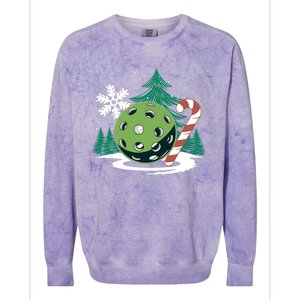 Snowy Pickleball Christmas Tree Festive Winter Snowflake Gift Colorblast Crewneck Sweatshirt