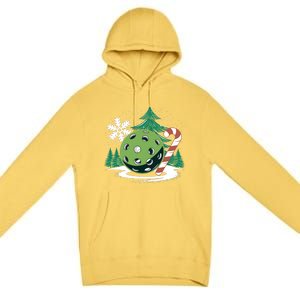 Snowy Pickleball Christmas Tree Festive Winter Snowflake Gift Premium Pullover Hoodie