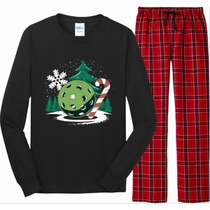 Snowy Pickleball Christmas Tree Festive Winter Snowflake Gift Long Sleeve Pajama Set