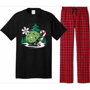 Snowy Pickleball Christmas Tree Festive Winter Snowflake Gift Pajama Set