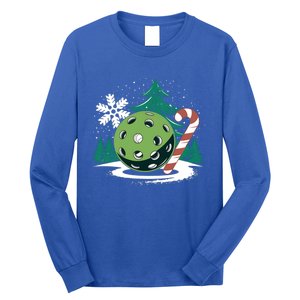 Snowy Pickleball Christmas Tree Festive Winter Snowflake Gift Long Sleeve Shirt