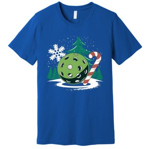 Snowy Pickleball Christmas Tree Festive Winter Snowflake Gift Premium T-Shirt