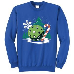 Snowy Pickleball Christmas Tree Festive Winter Snowflake Gift Tall Sweatshirt