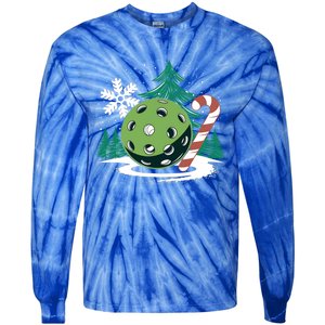 Snowy Pickleball Christmas Tree Festive Winter Snowflake Gift Tie-Dye Long Sleeve Shirt