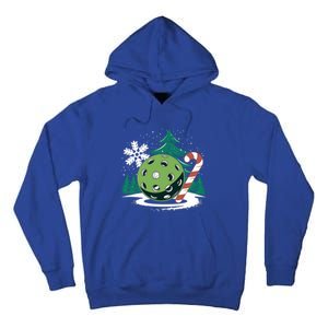 Snowy Pickleball Christmas Tree Festive Winter Snowflake Gift Tall Hoodie