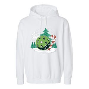 Snowy Pickleball Christmas Tree Festive Winter Snowflake Gift Garment-Dyed Fleece Hoodie