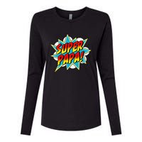 Super Papa Comic Book Superhero Father's Day Womens Cotton Relaxed Long Sleeve T-Shirt