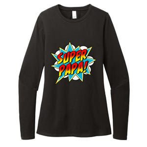 Super Papa Comic Book Superhero Father's Day Womens CVC Long Sleeve Shirt