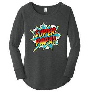 Super Papa Comic Book Superhero Father's Day Women's Perfect Tri Tunic Long Sleeve Shirt