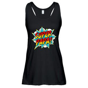 Super Papa Comic Book Superhero Father's Day Ladies Essential Flowy Tank