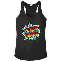 Super Papa Comic Book Superhero Father's Day Ladies PosiCharge Competitor Racerback Tank