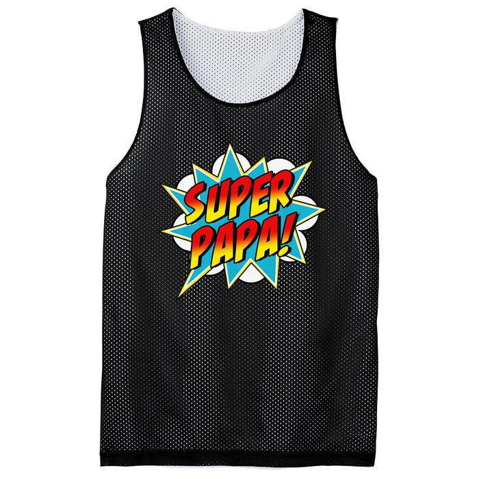 Super Papa Comic Book Superhero Father's Day Mesh Reversible Basketball Jersey Tank