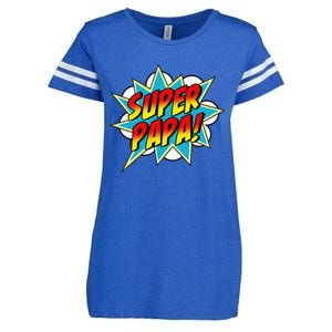 Super Papa Comic Book Superhero Father's Day Enza Ladies Jersey Football T-Shirt