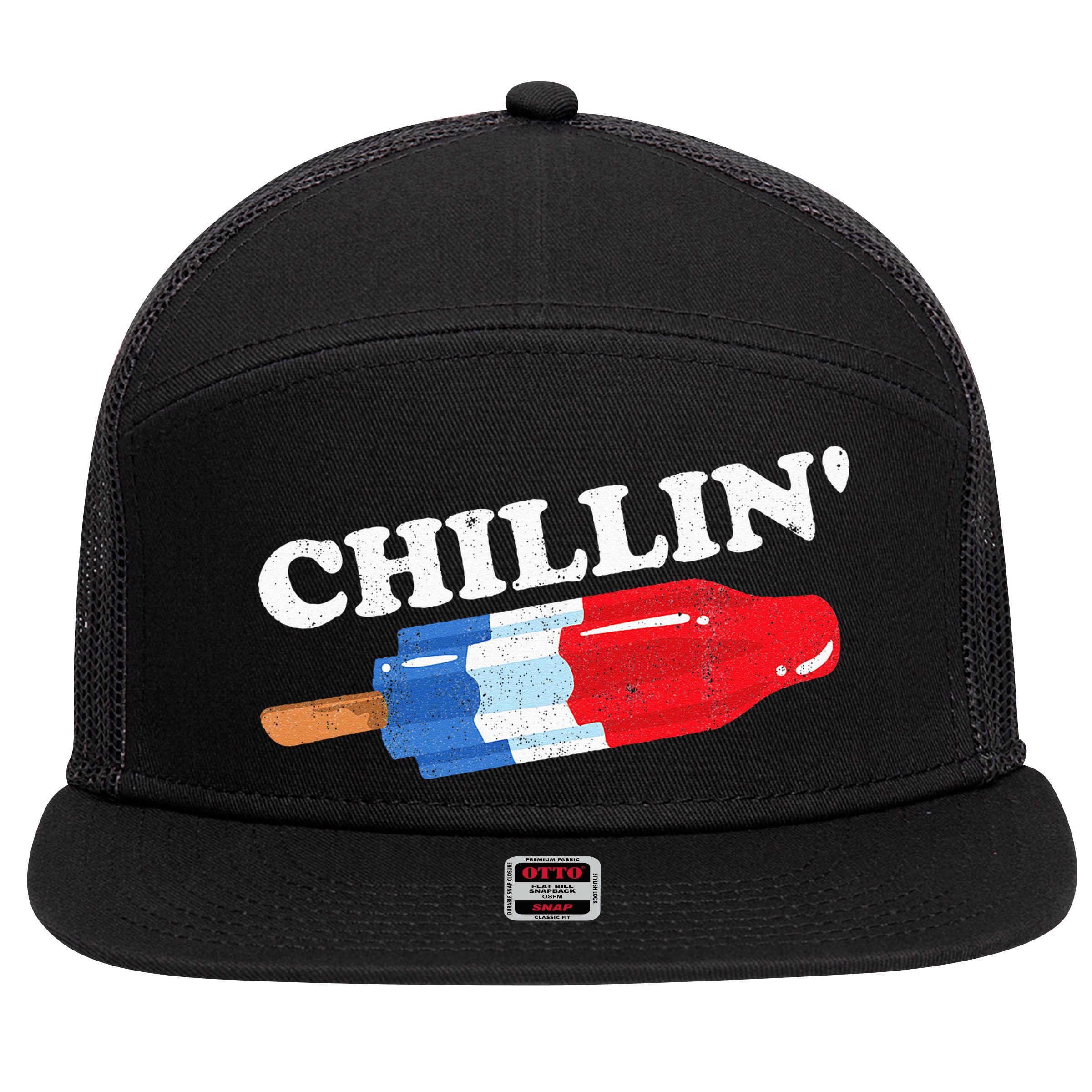 Summer Popsicle Chillin Funny Bomb Retro 80s Pop Gift 7 Panel Mesh Trucker Snapback Hat