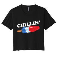 Summer Popsicle Chillin Funny Bomb Retro 80s Pop Gift Women's Crop Top Tee