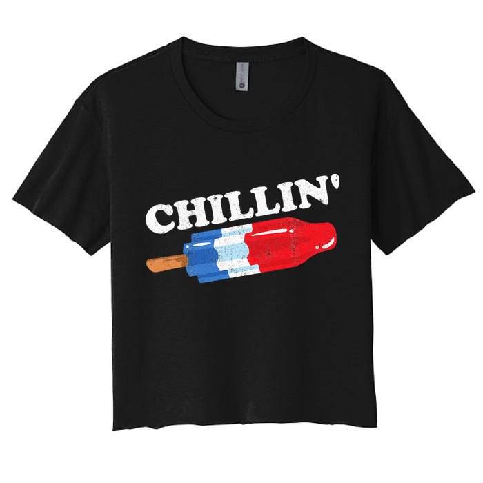 Summer Popsicle Chillin Funny Bomb Retro 80s Pop Gift Women's Crop Top Tee