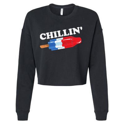 Summer Popsicle Chillin Funny Bomb Retro 80s Pop Gift Cropped Pullover Crew