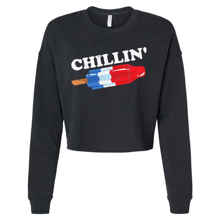 Summer Popsicle Chillin Funny Bomb Retro 80s Pop Gift Cropped Pullover Crew