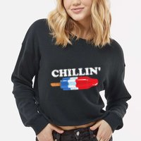 Summer Popsicle Chillin Funny Bomb Retro 80s Pop Gift Cropped Pullover Crew