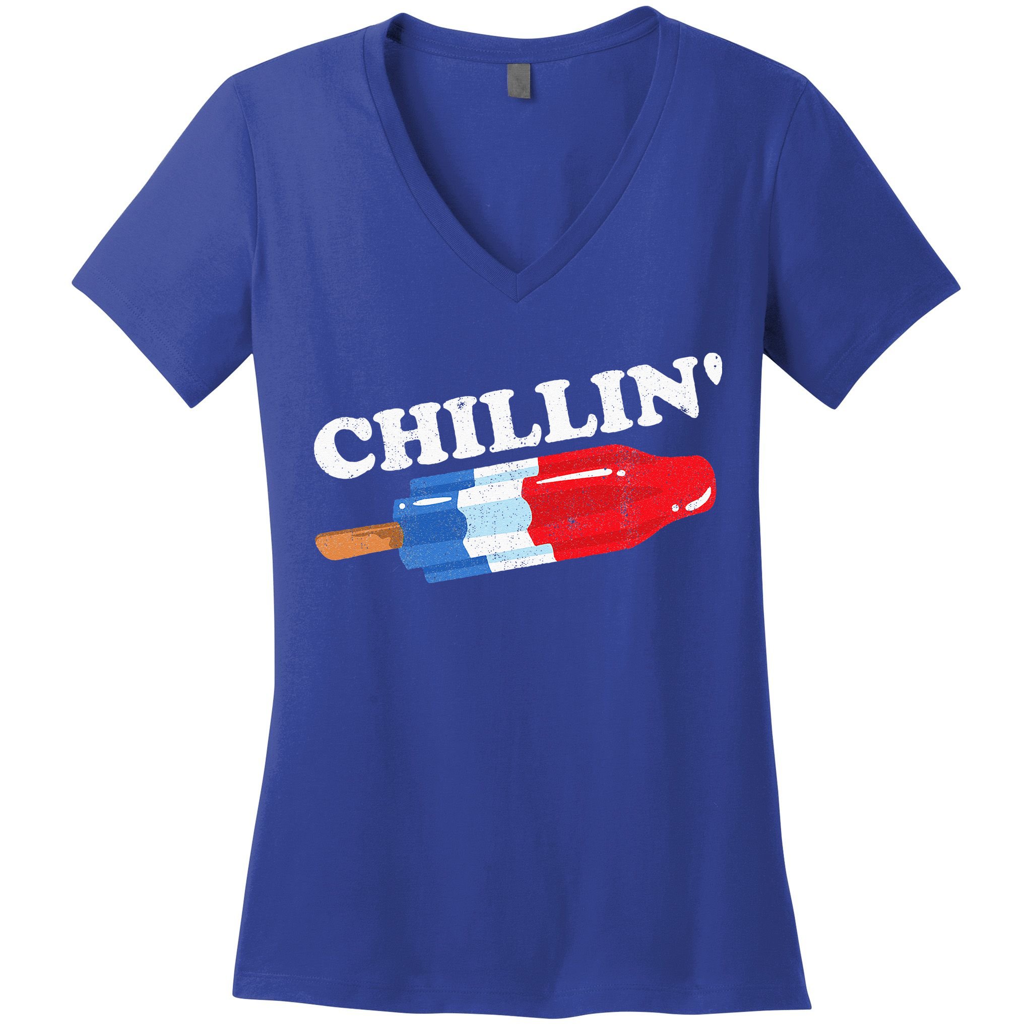 Summer Popsicle Chillin Funny Bomb Retro 80s Pop Gift Women's V-Neck T-Shirt