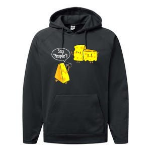 Say People Cheese Lover Food Dairy Milk Gouda Cheddar Brie Performance Fleece Hoodie