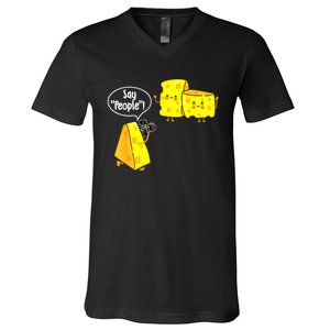 Say People Cheese Lover Food Dairy Milk Gouda Cheddar Brie V-Neck T-Shirt