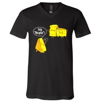 Say People Cheese Lover Food Dairy Milk Gouda Cheddar Brie V-Neck T-Shirt