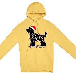 Santa Puppy Christmas Lights Premium Pullover Hoodie