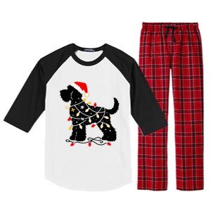 Santa Puppy Christmas Lights Raglan Sleeve Pajama Set