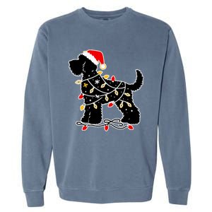 Santa Puppy Christmas Lights Garment-Dyed Sweatshirt