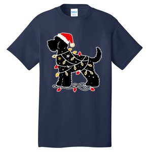 Santa Puppy Christmas Lights Tall T-Shirt