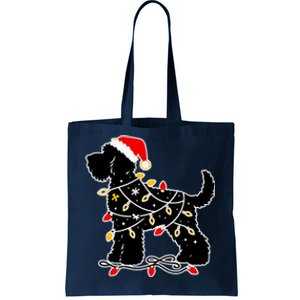 Santa Puppy Christmas Lights Tote Bag