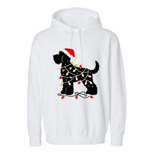 Santa Puppy Christmas Lights Garment-Dyed Fleece Hoodie